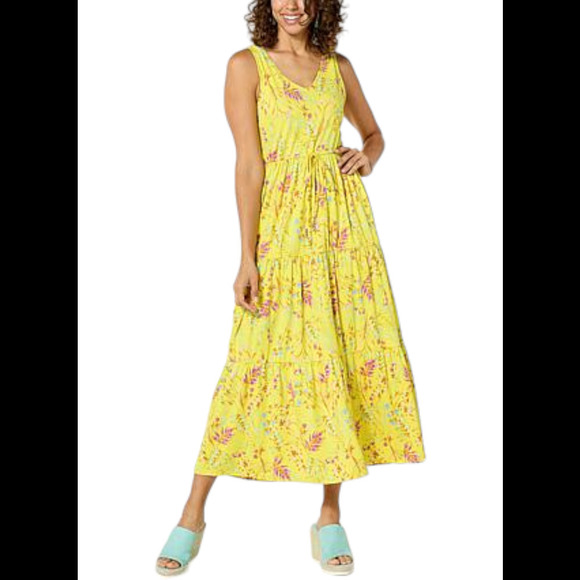 C Wonder by Christian Siriano Tiered Maxi Dress Sunburst Print - Tall - Picture 1 of 1